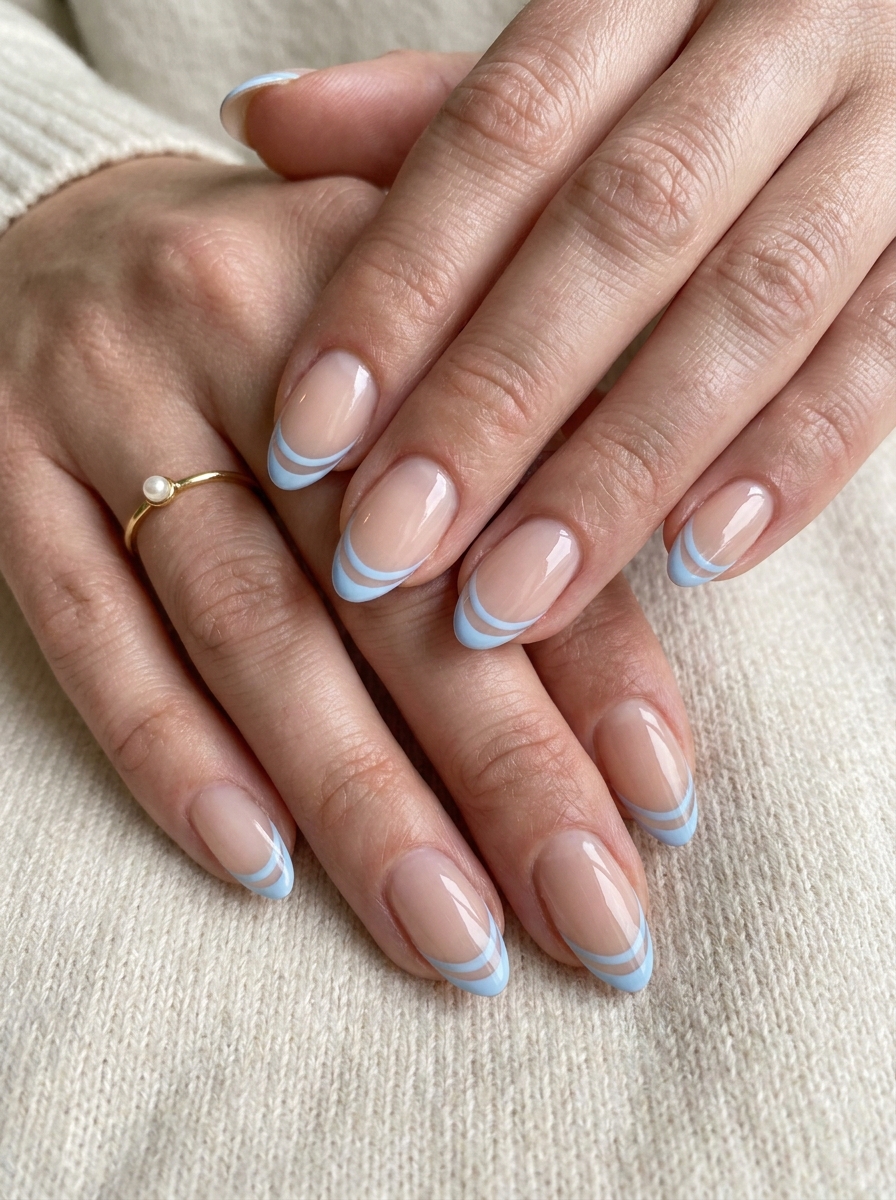 Sky Blue Double French mit zwei feinen blauen French Linien